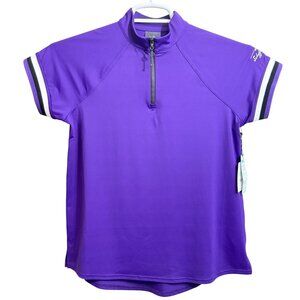 Belyn Key Sport Top Womens XS Purple Short Sleeve Zip UPF 50+ Cooling Shirt